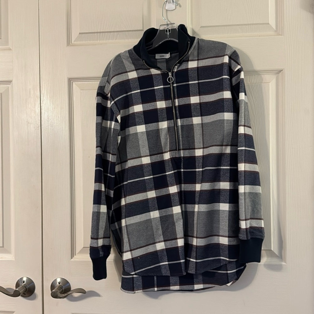 Plaid half zip flannel